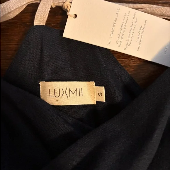 Luxmii linen Navy Halter Wrap Maxi Dress - Picture 3 of 3